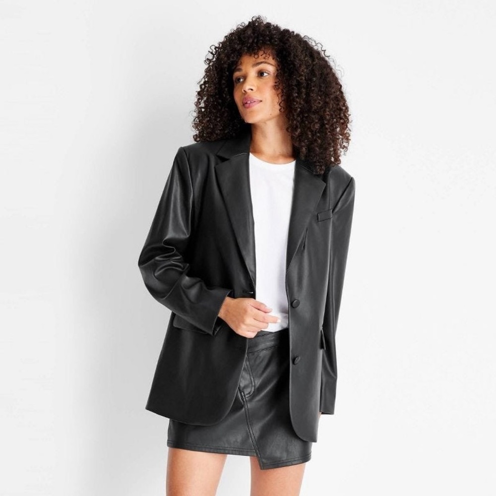 Faux leather oversized blazer - size 3x